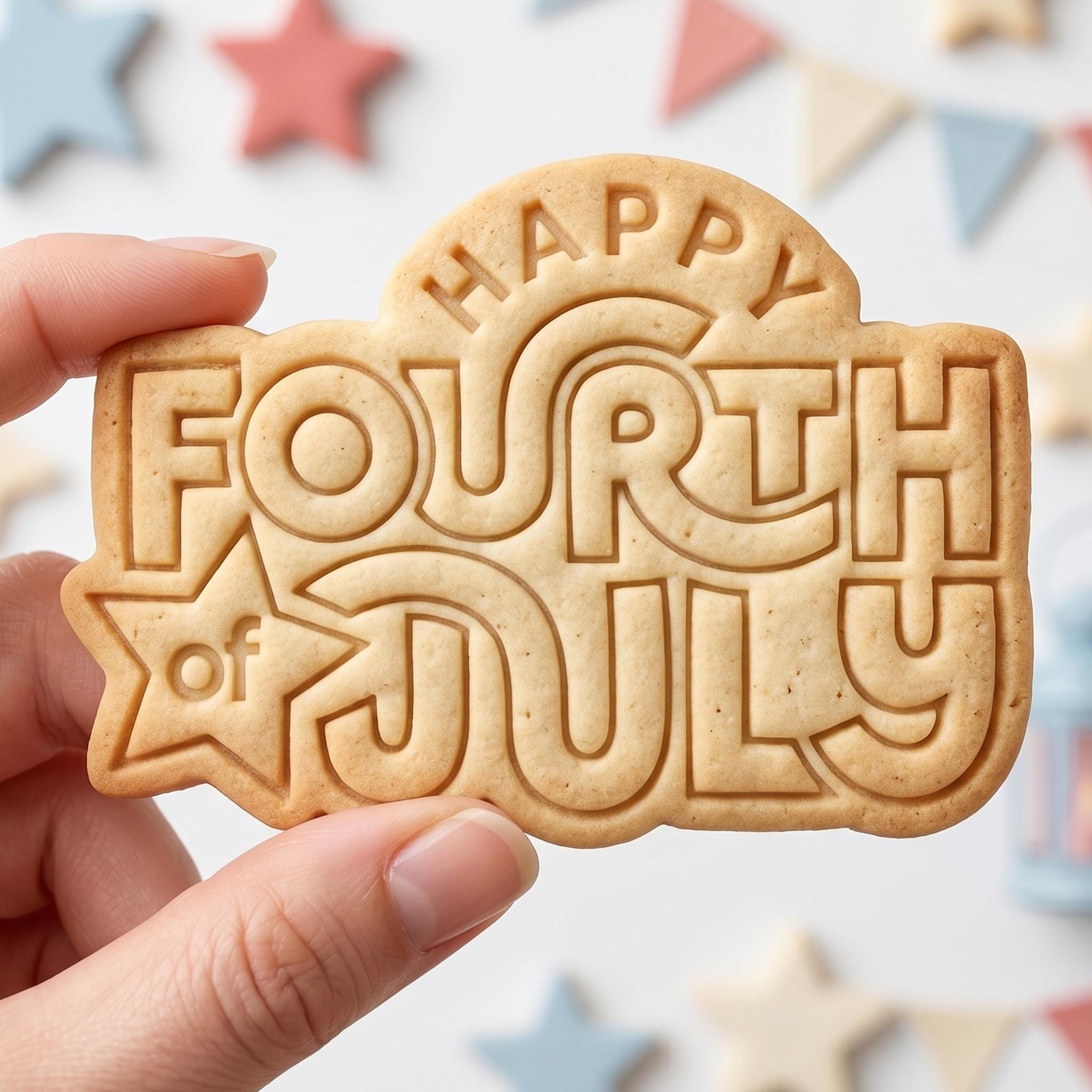 Happy Fourth of July Cookie Cutter, Patriotic Celebration Stamp, Polymer Clay Cutter, 4th of July Independence Mold, USA Star Plaque, DIY