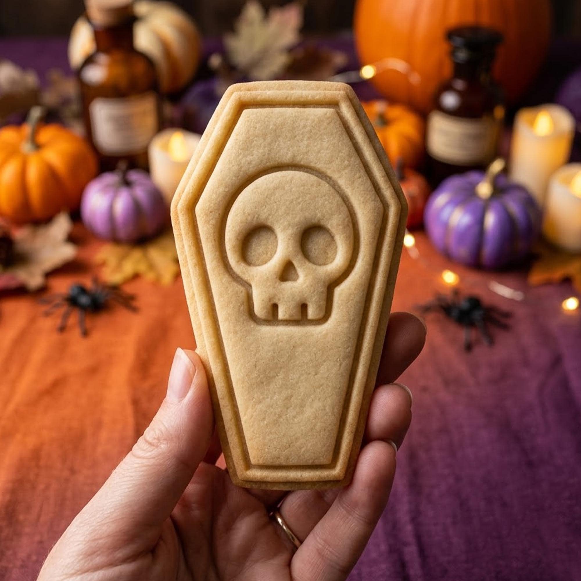 Tombstone with Skull Cookie Cutter Stamp, Spider Cutter, Halloween Gift, Boo Cutter, Halloween Baking, Trick or Treat, Skull Clay Cutter