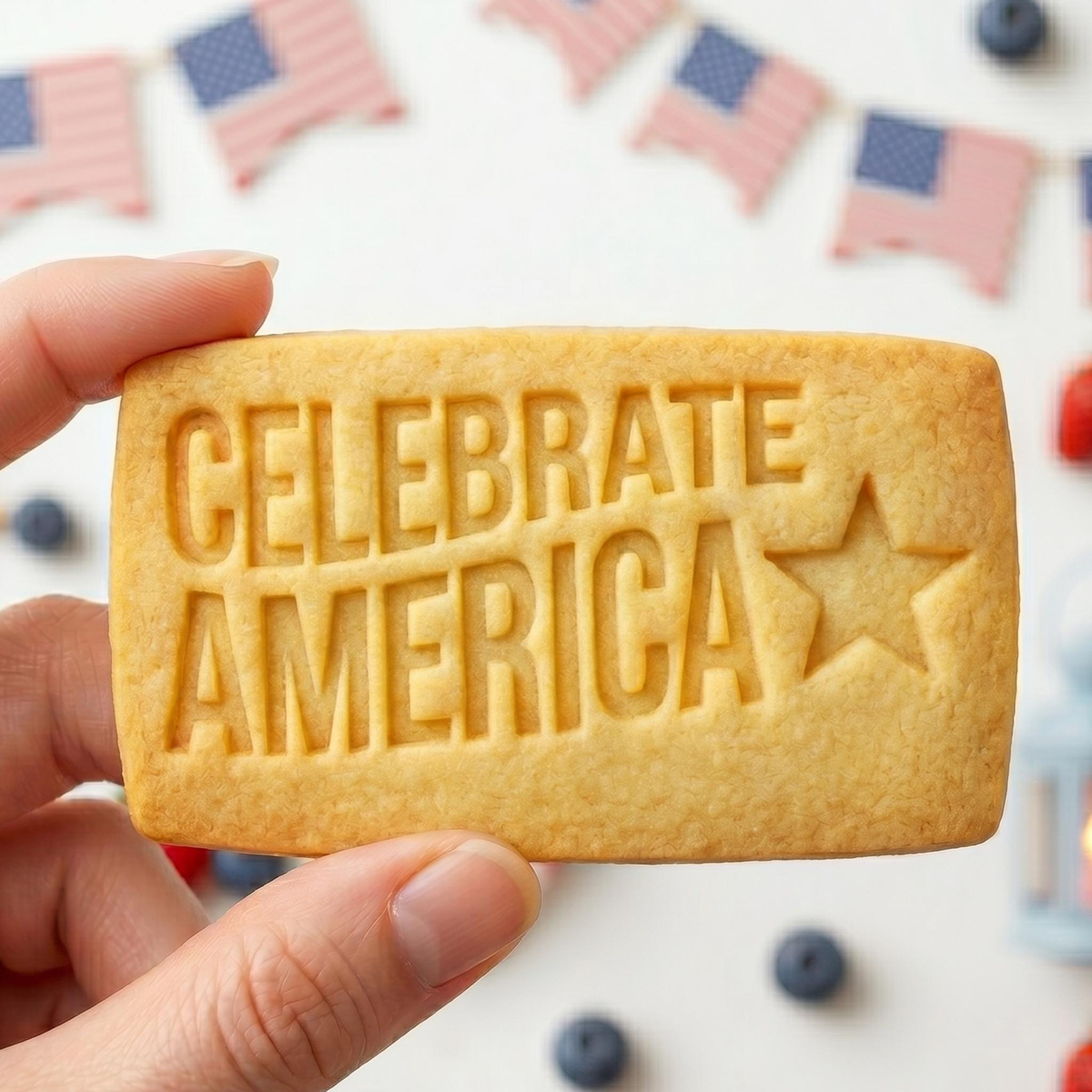 Celebrate America Cookie Cutter, Patriotic Rectangle Star Stamp, Polymer Clay Cutter, 4th of July Celebration Mold, USA Plaque, DIY Craft