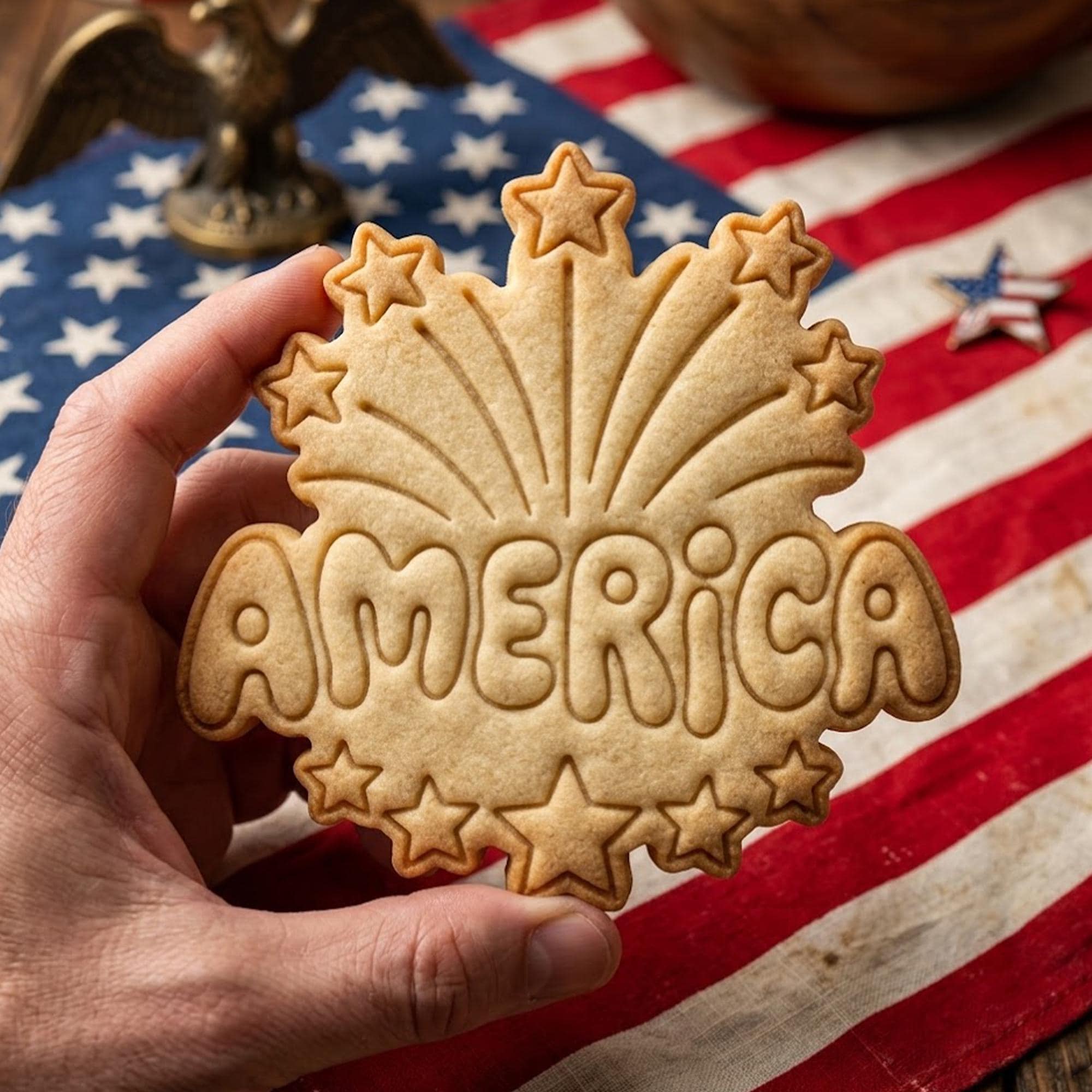 America with Firework Star Cookie Cutter Stamp, 250th Anniversary, Independence Day, Patriotic Baking, 250 Years Freedom, America 1776 2026