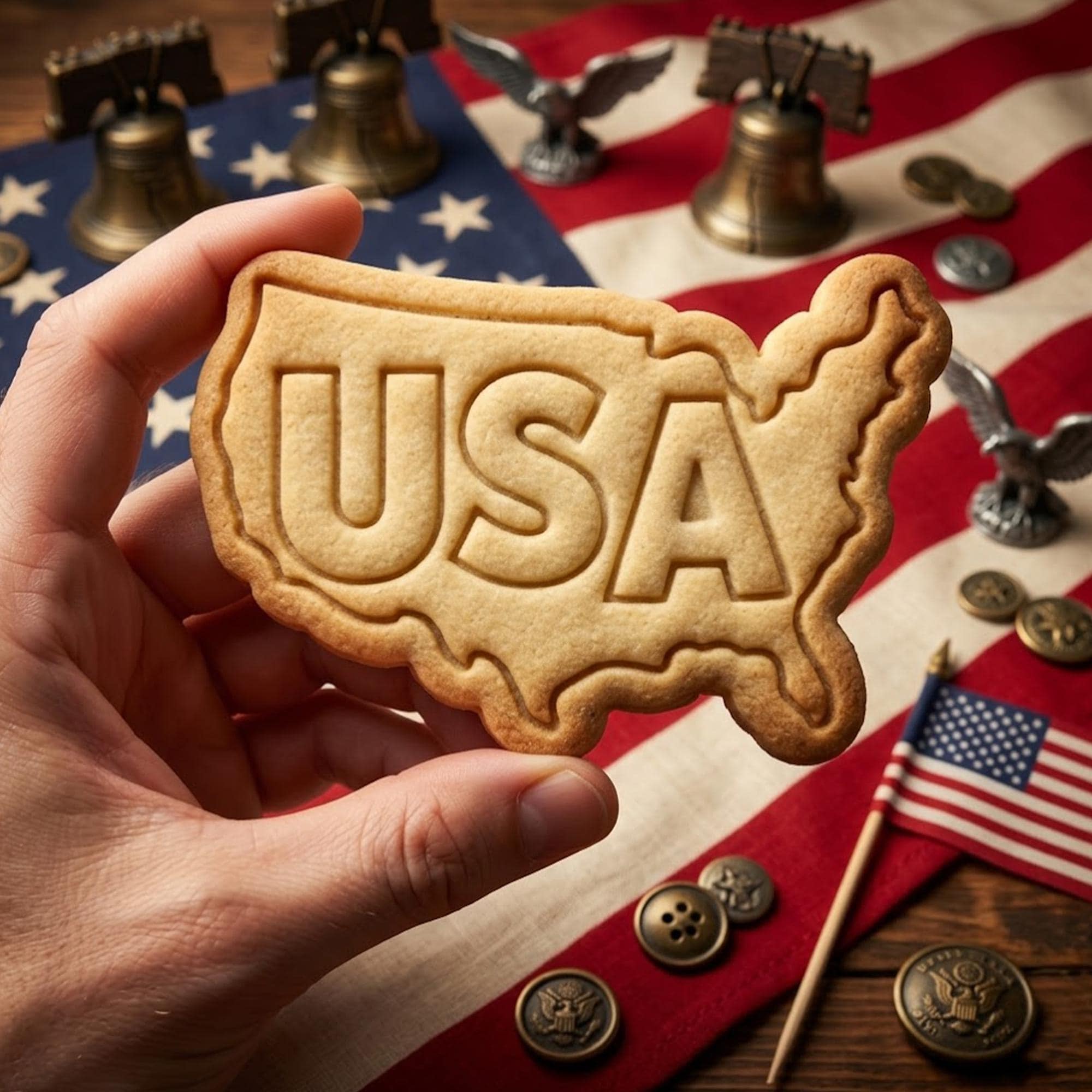 USA Map Cookie Cutter Stamp, 250th Anniversary, Independence Day, Patriotic Baking, 250 Years of Freedom, America 1776 2026, Clay Cutter
