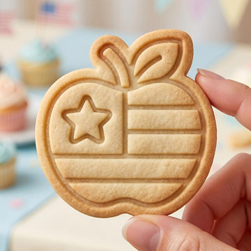 Patriotic USA Apple Cookie Cutter, Teacher Appreciation Stamp, Polymer Clay Cutter, 4th of July Celebration Mold, American Pride Plaque