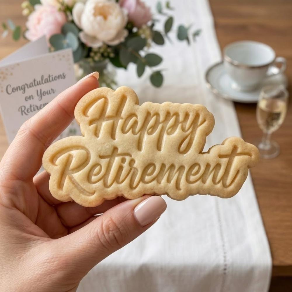Happy Retirement Cookie Cutter & Stamp, Retirement Cookie Stamp, Farewell Party Baking Tool, Retirement Gift Cookie Cutter