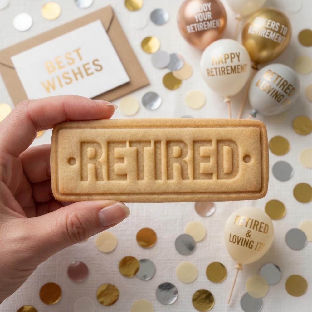 Retired Cookie Cutter & Stamp, Retirement Cookie Stamp, Farewell Party Baking Tool, Retirement Gifts