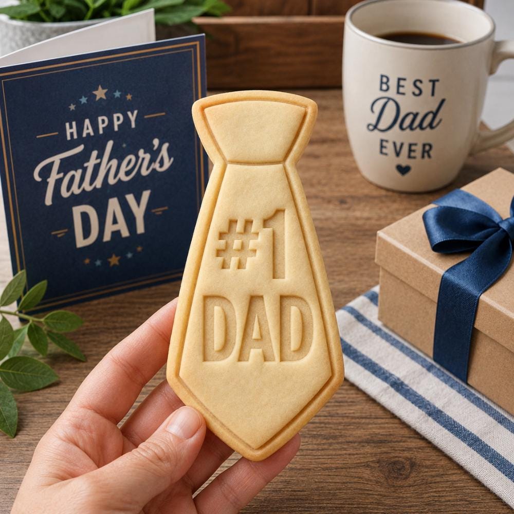 Number One Dad Cookie Cutter & Stamp, #1 Dad Tie Cookie Stamp, Father’s Day Cookie Cutter, Dad Gift Baking Tool, Father Day Cookie Stamp