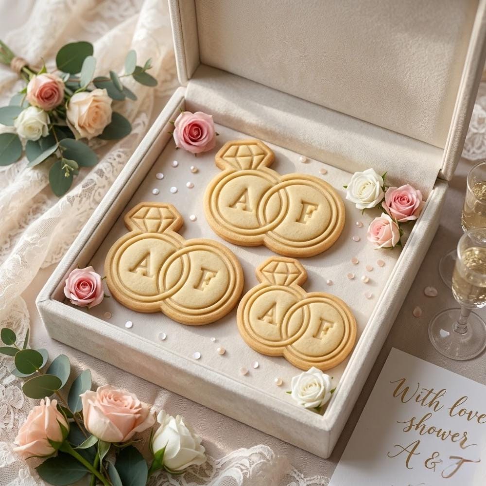 Custom Initials Wedding Ring Cookie Cutter and Stamp Set, Personalized Name Initials Cookie Stamp, Engagement Fondant Cutter