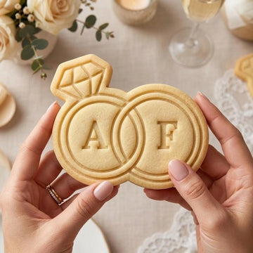 Custom Initials Wedding Ring Cookie Cutter and Stamp Set, Personalized Name Initials Cookie Stamp, Engagement Fondant Cutter