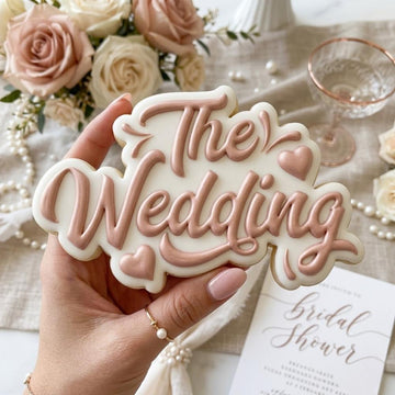 The Wedding Cookie Cutter and Stamp Set, Bridal Shower Cookie Stamp, Wedding Favor Fondant Cutter, Engagement Party Mold