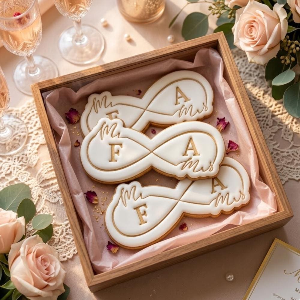 Custom Initials Mr and Mrs Cookie Cutter and Stamp Set, Infinity Wedding Cookie Stamp, Personalized Bridal Shower Fondant Cutter