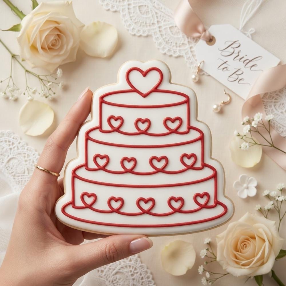 Wedding Cake Cookie Cutter and Stamp Set, Bridal Shower Cookie Stamp, Wedding Favor Fondant Cutter, Engagement Party Mold