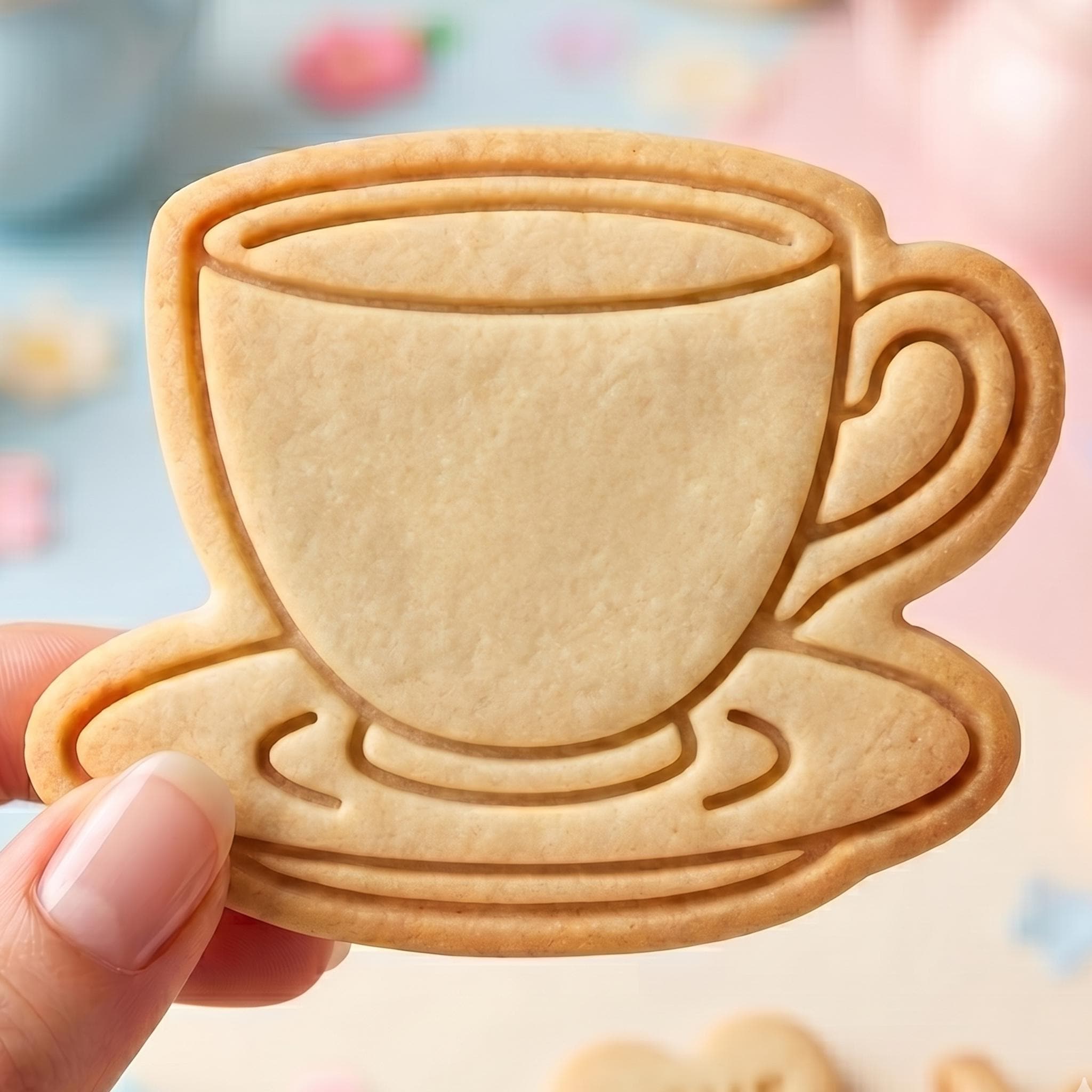 Wedding Teacup Cookie Cutter, Elegant Monogram Date Stamp, Polymer Clay Cutter, Bridal Shower Tea Party Mold, Anniversary Plaque, DIY Tool