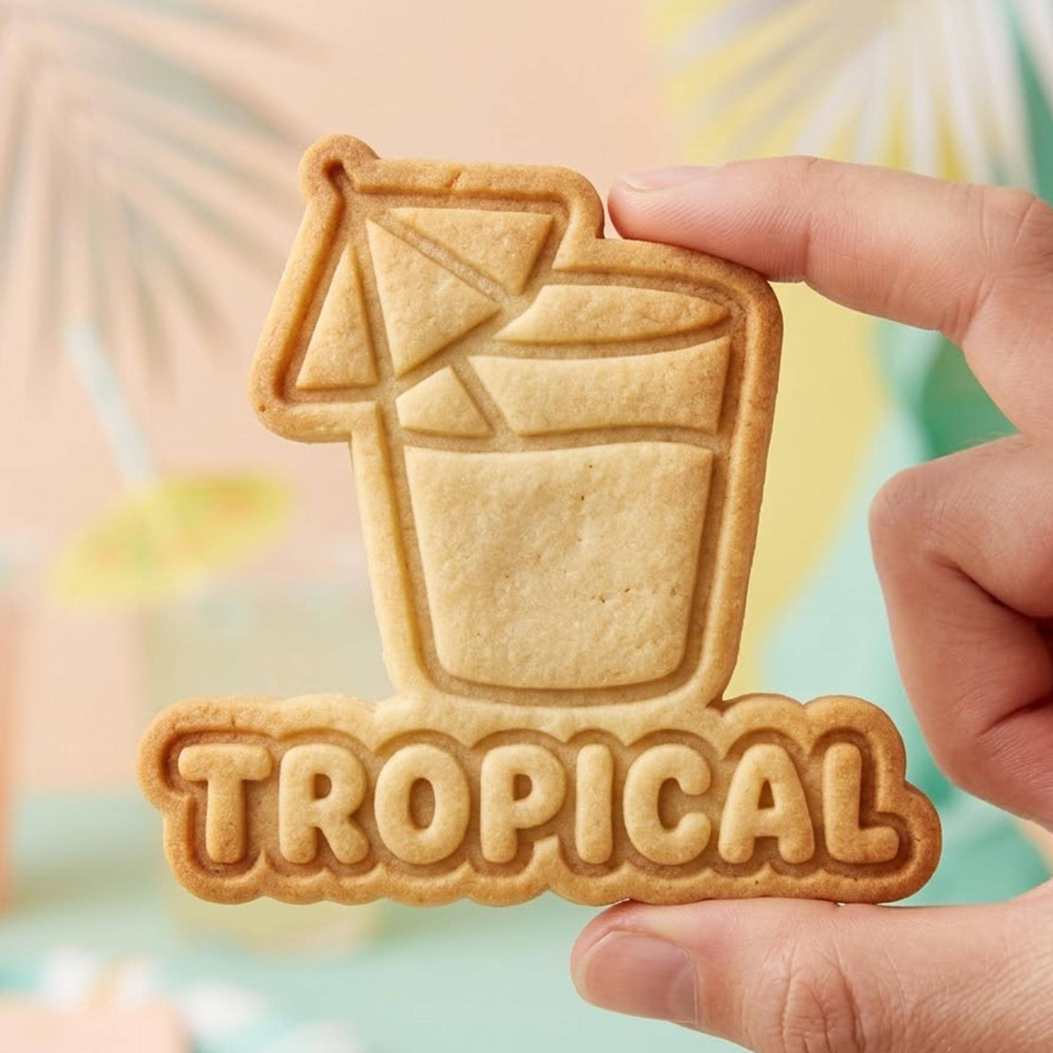 Tropical Summer Drink Cookie Cutter, Beach Cocktail Umbrella Stamp, Polymer Clay Cutter, Luau Pool Party Celebration Mold, Vacation Plaque