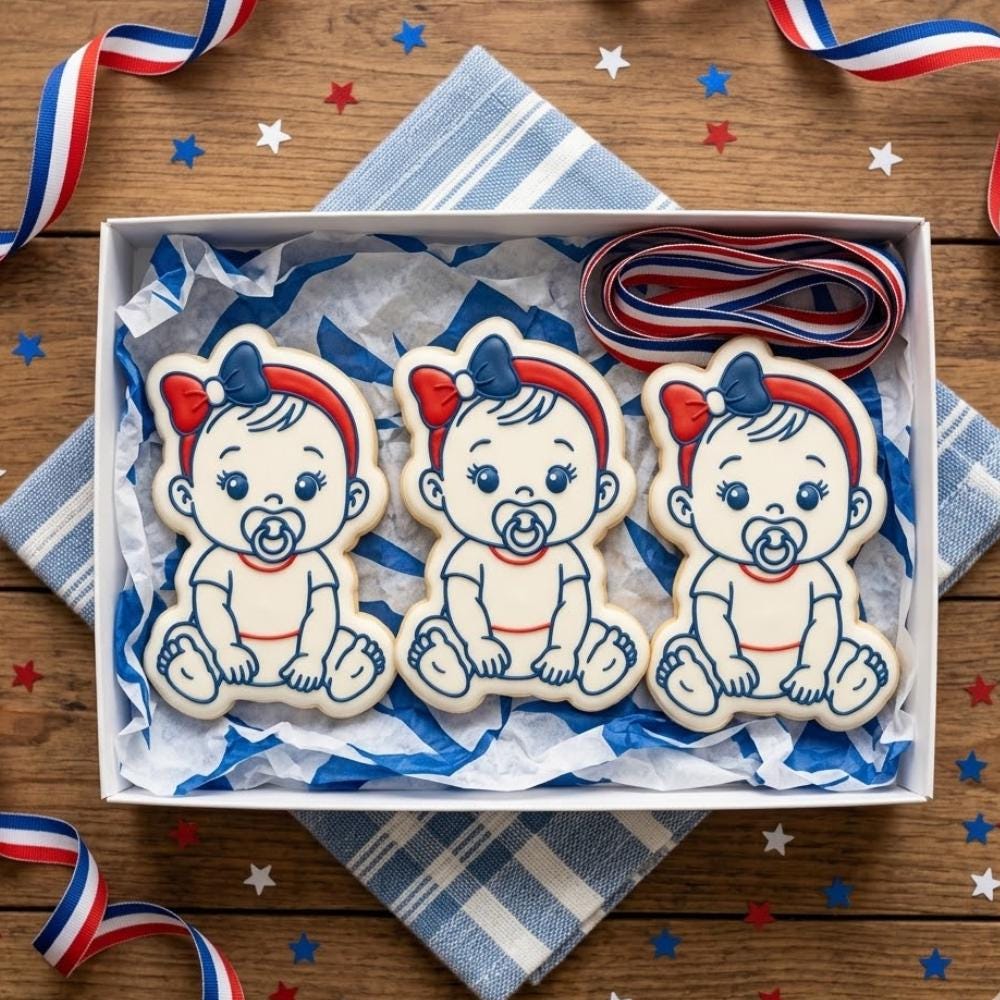 Patriotic Baby Cookie Cutter and Stamp Set, 4th of July Baby Shower Cookie Stamp, USA Baby Fondant Cutter, Party Cookie Mold