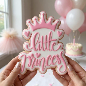 Little Princess Cookie Cutter and Stamp, Princess Birthday Cookie Stamp, Girl Birthday Fondant Cutter, Crown Party Mold