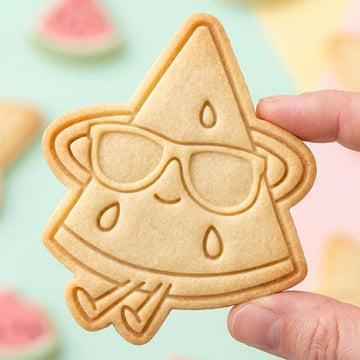 Cool Watermelon Cookie Cutter, Cute Fruit with Sunglasses Stamp, Polymer Clay Cutter, Kids Summer Beach Birthday Party Mold