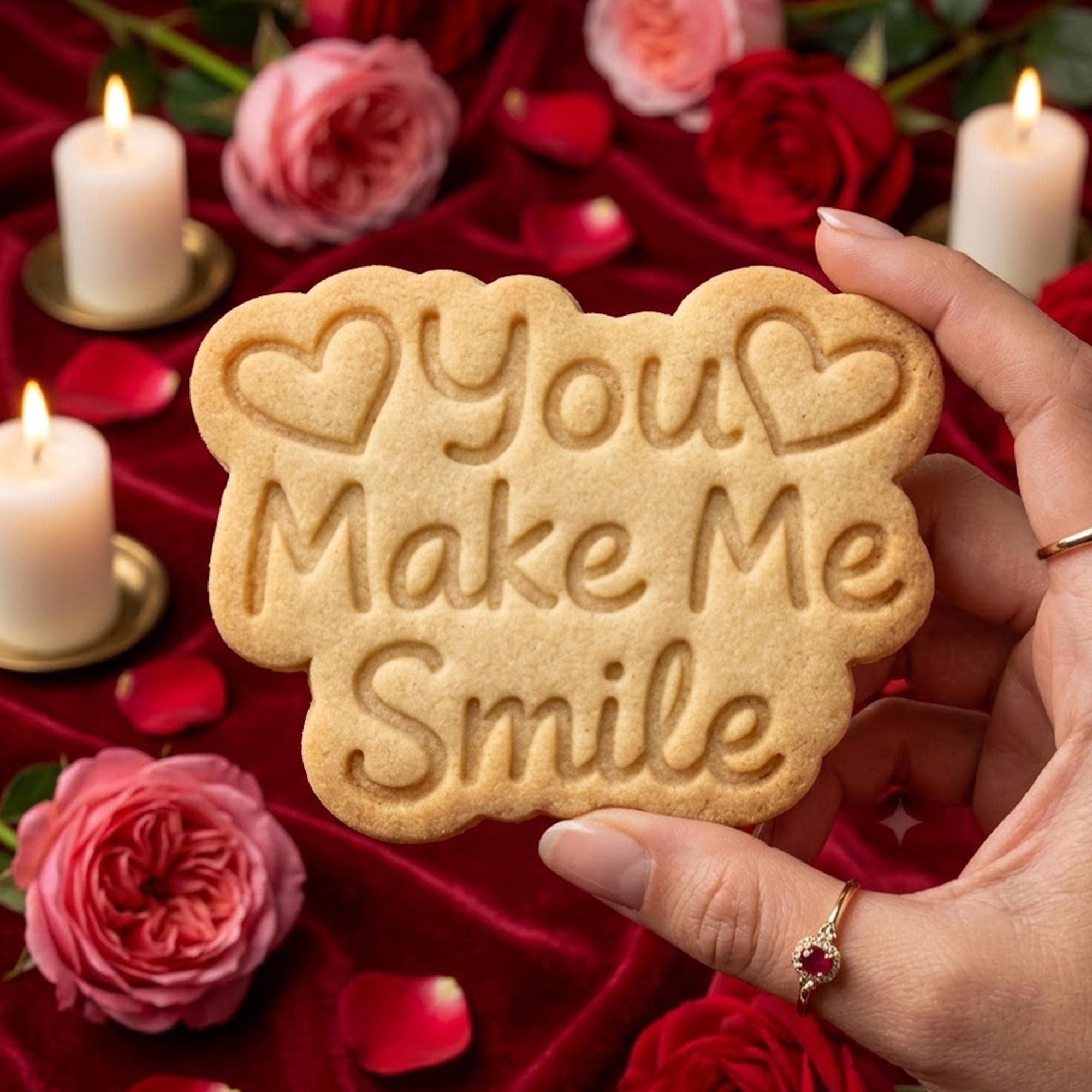 You Make Me Smile Cookie Cutter Stamp, Text Wedding Fondant Cutter, Bride Groom Cookie, Wedding Gifts, Love Clay Cutter, Heart Cookie Cutter