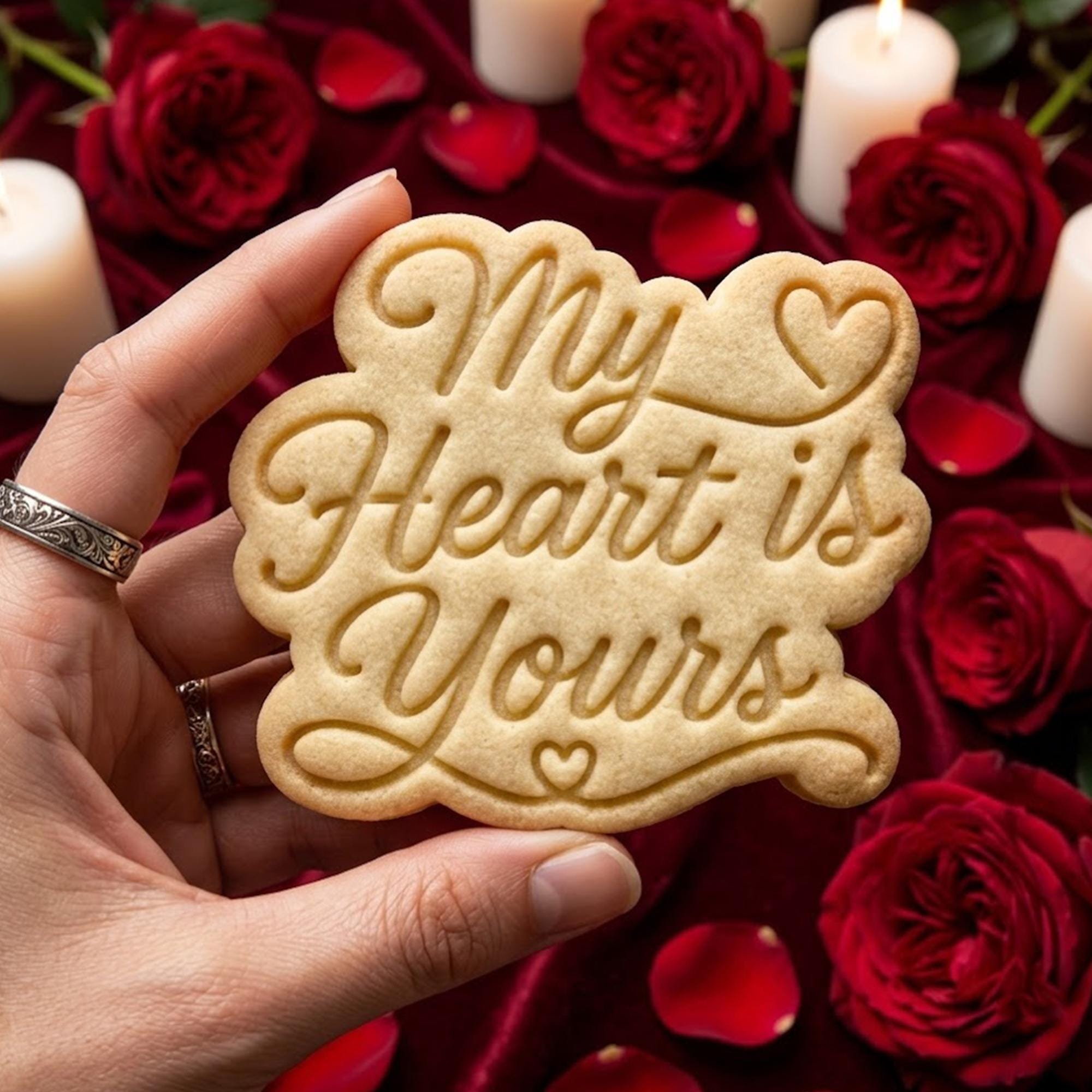 My Heart Is Yours Cookie Cutter Stamp, Text Wedding Fondant Cutter, Bride Groom Cookie, Wedding Gifts, Love Clay Cutter, Heart Cutter