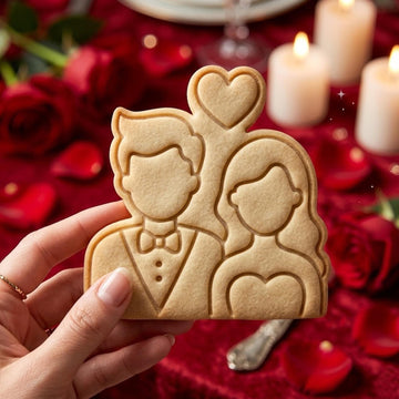 Bride Groom with Heart Cookie Cutter Stamp Set, Fondant Cutter, Baking Tool, Cookie Stamp, Valentine Cookie Stamp, Wedding Gift, Love Cutter