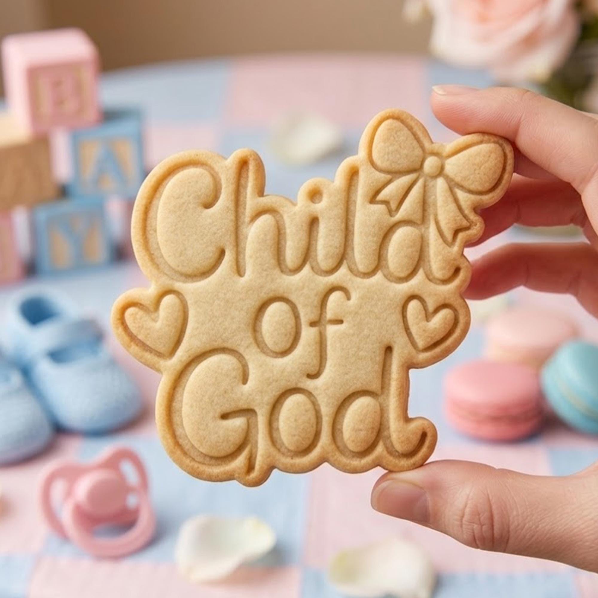 Child Of God Cookie Cutter Stamp, Baby Gift, Baby Shower, Custom Cookie Stamp, Birthday Baking, Happy Birthday, God Cutter, Cross Cookie