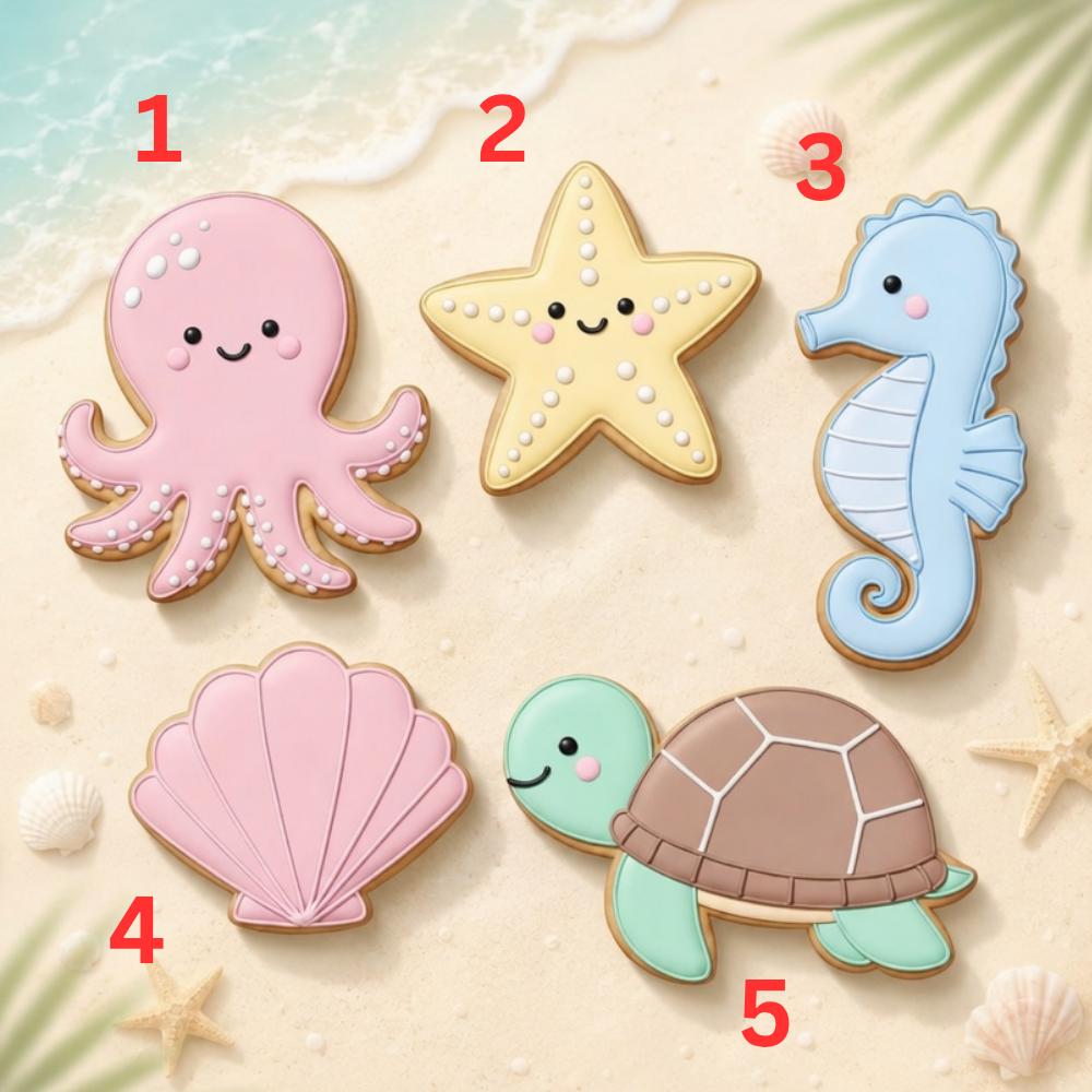 Sea Animal Cookie Cutter Set, Summer Beach Cookie Cutter, Ocean Birthday Cookie Cutter, Under The Sea Fondant Cutter
