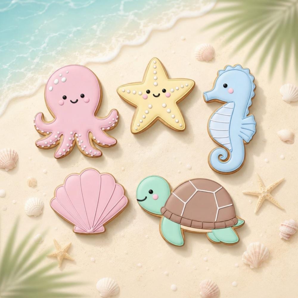 Sea Animal Cookie Cutter Set, Summer Beach Cookie Cutter, Ocean Birthday Cookie Cutter, Under The Sea Fondant Cutter