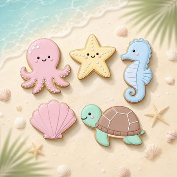 Sea Animal Cookie Cutter Set, Summer Beach Cookie Cutter, Ocean Birthday Cookie Cutter, Under The Sea Fondant Cutter