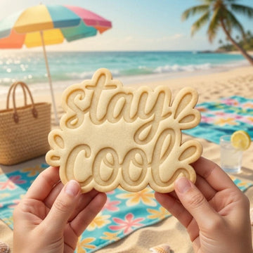 Stay Cool Cookie Cutter and Stamp, Summer Beach Cookie Cutter, Pool Party Cookie Stamp, Vacation Fondant Cutter Mold