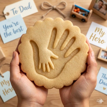 Father Child Hand Cookie Cutter and Stamp, Fathers Day Cookie Stamp, Dad Handprint Fondant Cutter, Daddy Love Cookie Mold
