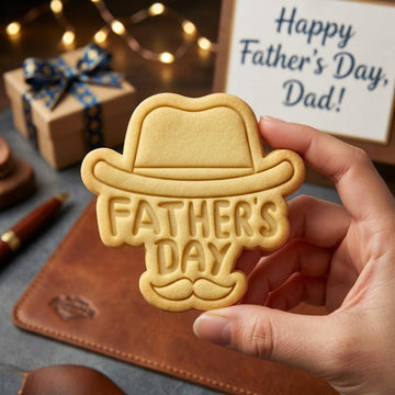 Father's Day Hat Cookie Cutter and Stamp, Dad Cookie Stamp, Mustache Fondant Cutter, Cowboy Hat Cookie Mold