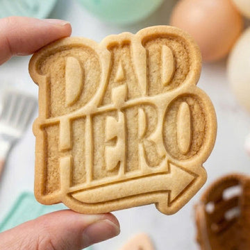 Dad Hero Cookie Cutter, Cute Fathers Day Arrow Text Stamp, Polymer Clay Cutter, Father Birthday Celebration Gift Party Mold, Plaque, DIY