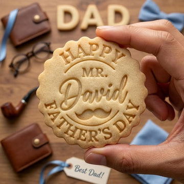 Custom Dad Name Cookie Cutter and Stamp, Personalized Fathers Day Cookie Stamp, Papa Fondant Cutter, Mustache Dad Cookie Mold