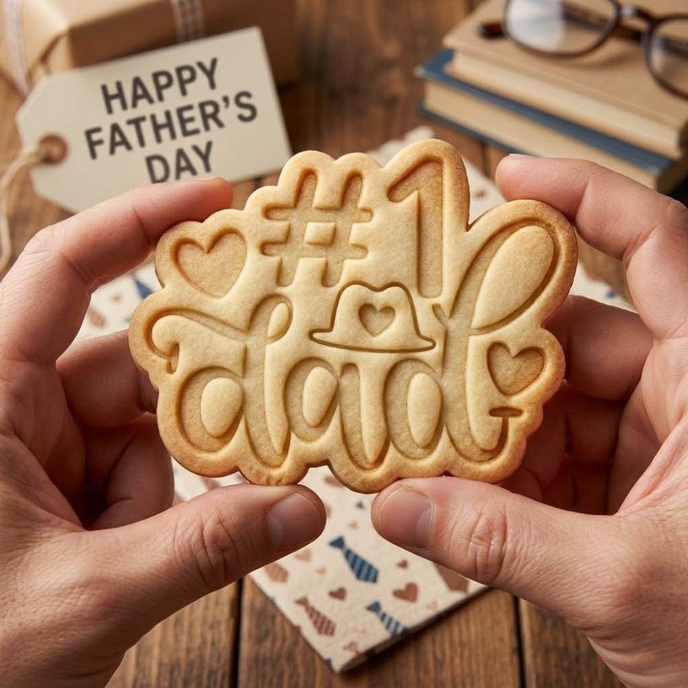 Number 1 Dad Cookie Cutter & Stamp, Father's Day Gift Fondant Cutter, Best Papa Ever Celebration Biscuit Stamp