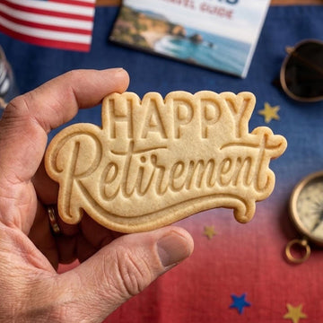 Happy Retirement Cookie Cutter Stamp, Retirement Party, Retirement Gift, Retirement Cookie, Custom Retirement, Fondant Cutter, Clay Cutter