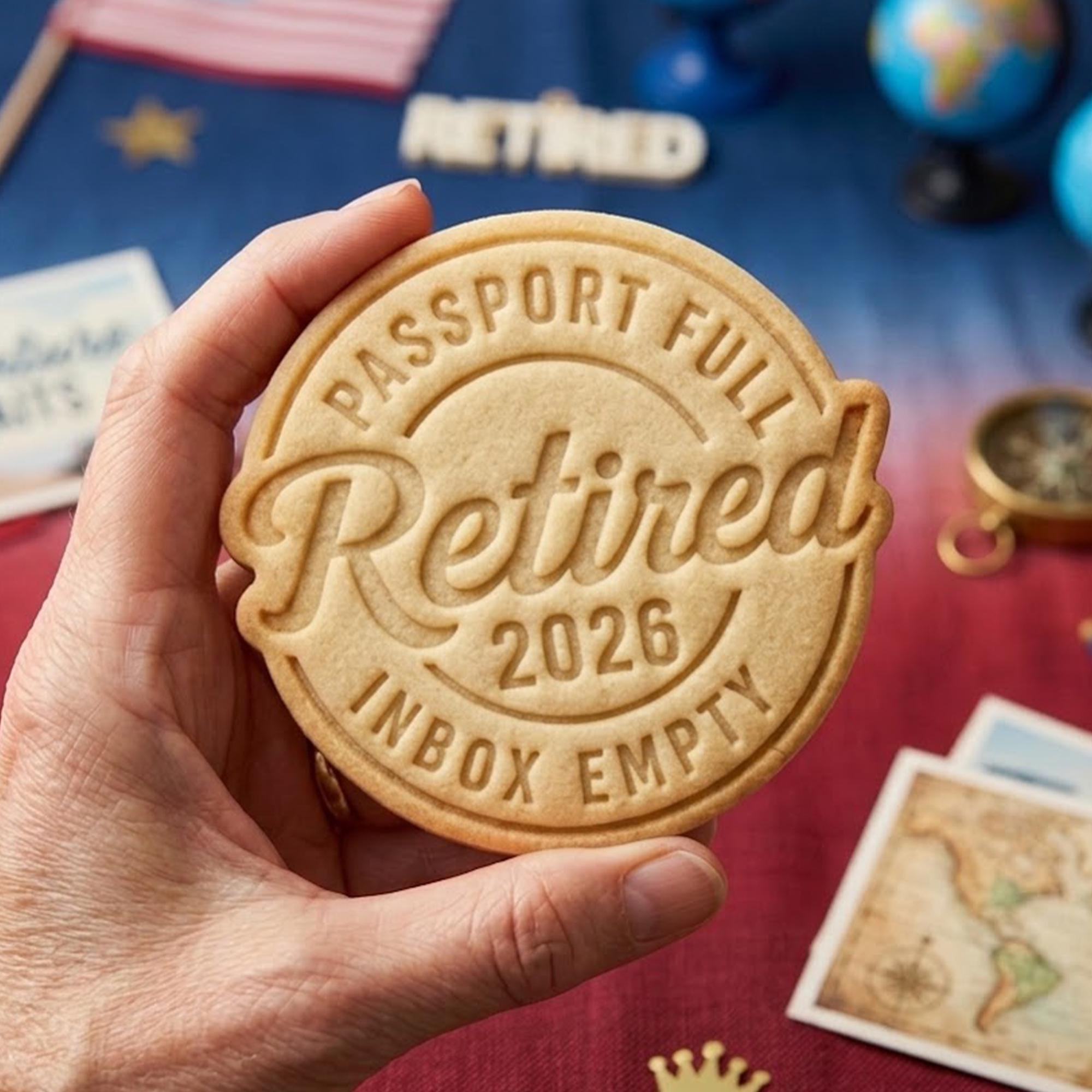 Retirement Passport Full Inbox Empty Cookie Cutter Stamp, Retirement Party, Retirement Gift, Retirement Cookie, Custom Retirement Cutter