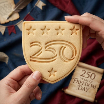 250 Years Patriotic Shield Cookie Cutter & Stamp, 4 of July Celebration Cookie Cutter, Independence Day Cookie Stamp