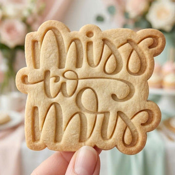 Miss to Mrs Cookie Cutter, Cute Bridal Shower Calligraphy Text Stamp, Polymer Clay Cutter, Engagement Wedding Party Gift Mold, Plaque, DIY
