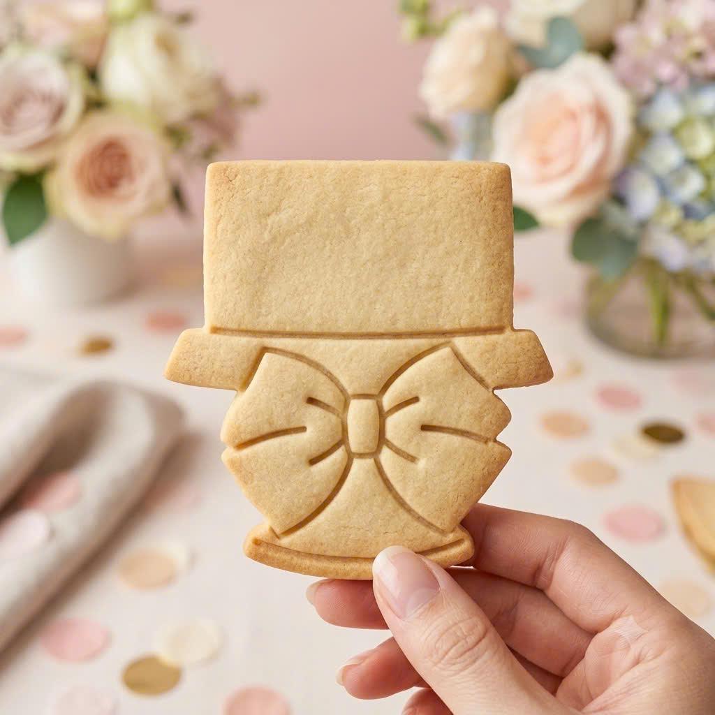 Groom Top Hat Cookie Cutter, Cute Wedding Tuxedo Ribbon Bow Stamp, Polymer Clay Cutter, Engagement Anniversary Party Mold, Plaque, DIY