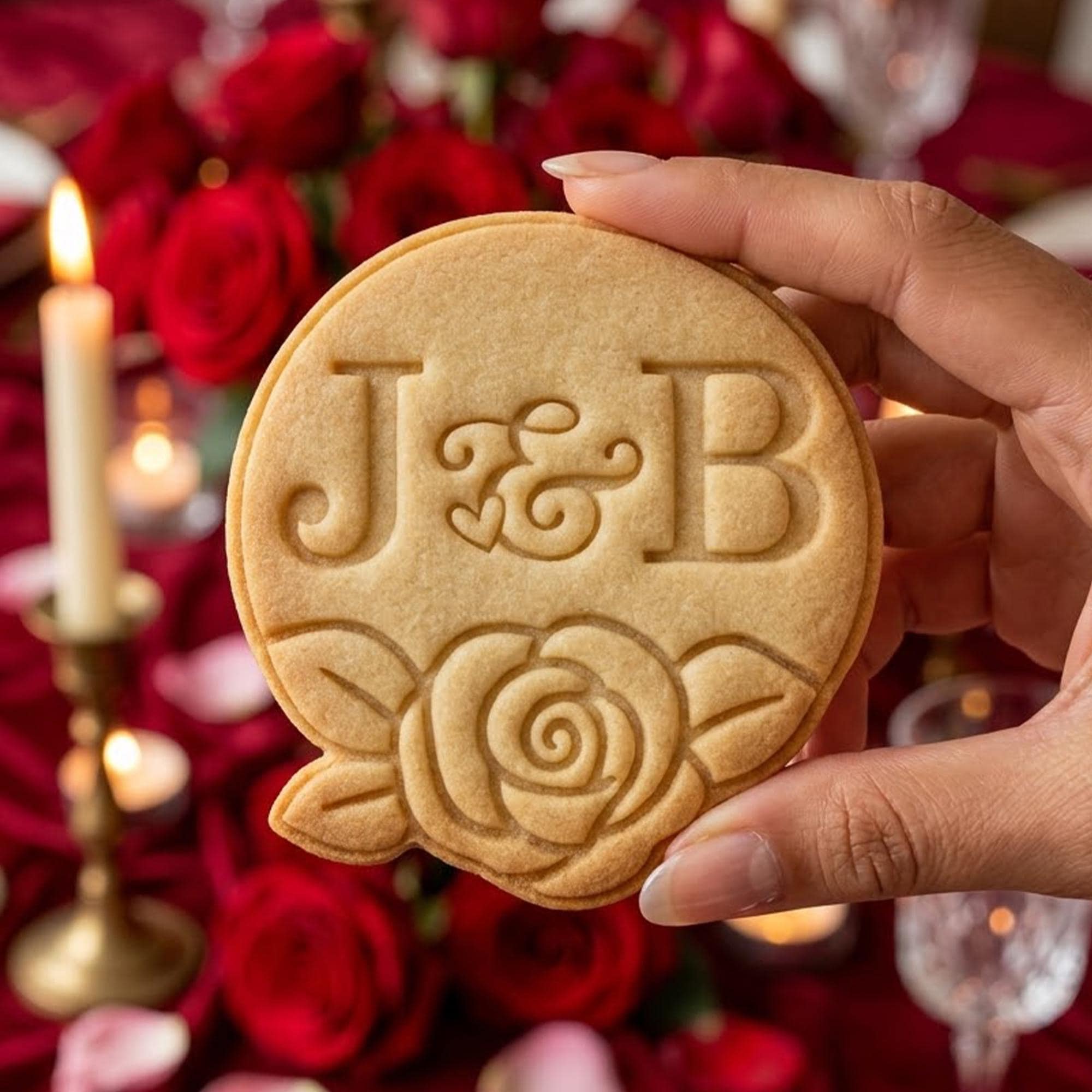 Custom Letter With Rose Cookie Cutter Stamp, Rose  Fondant Cutter, Wedding Baking, Bridal Shower, Custom Names Wedding, Couple Gifts