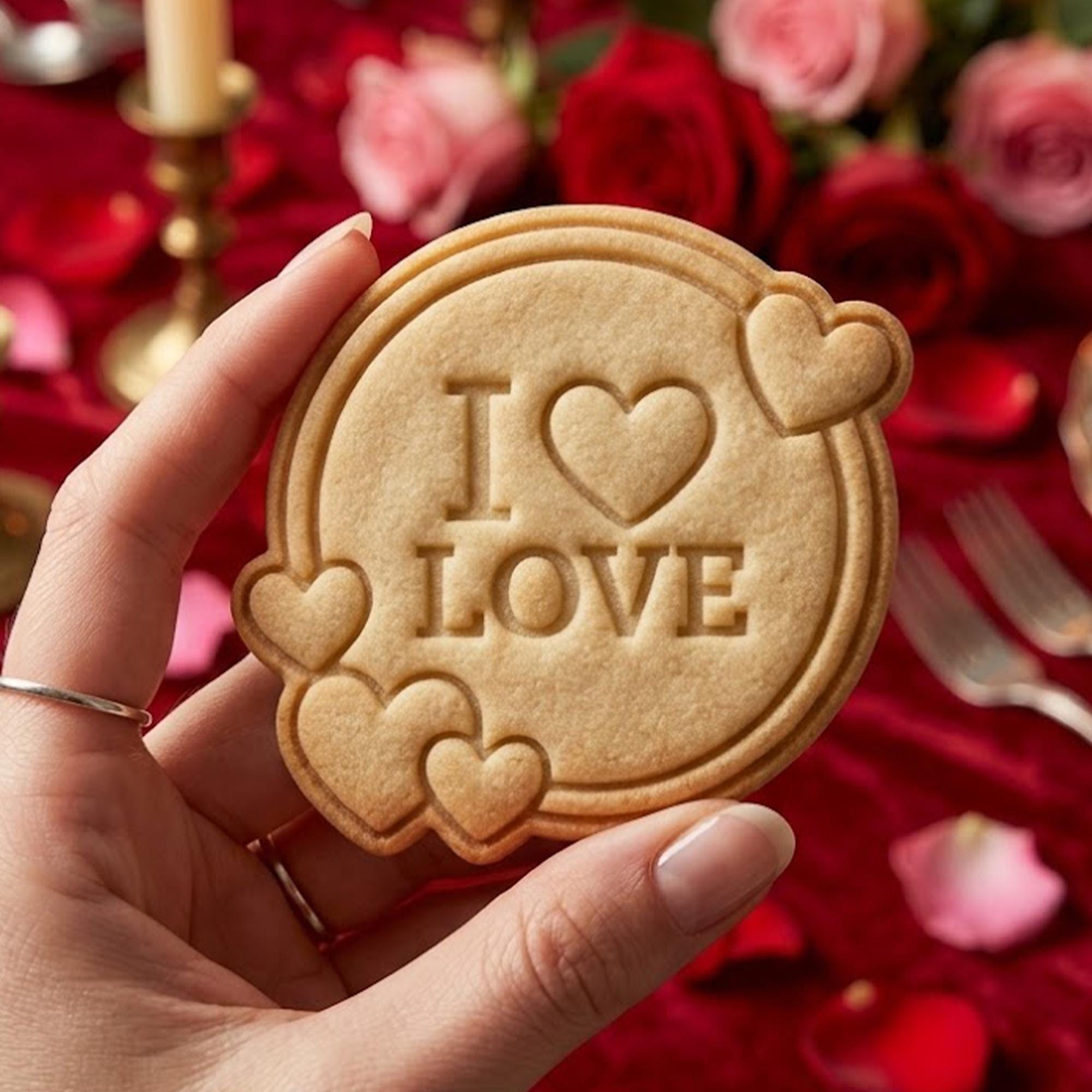 I Love With Heart Cookie Cutter Stamp Set, Wedding Gifts, Love Cutter, Fondant Cutter, Wedding Baking, Couple Gifts, Custom Wedding Cookie