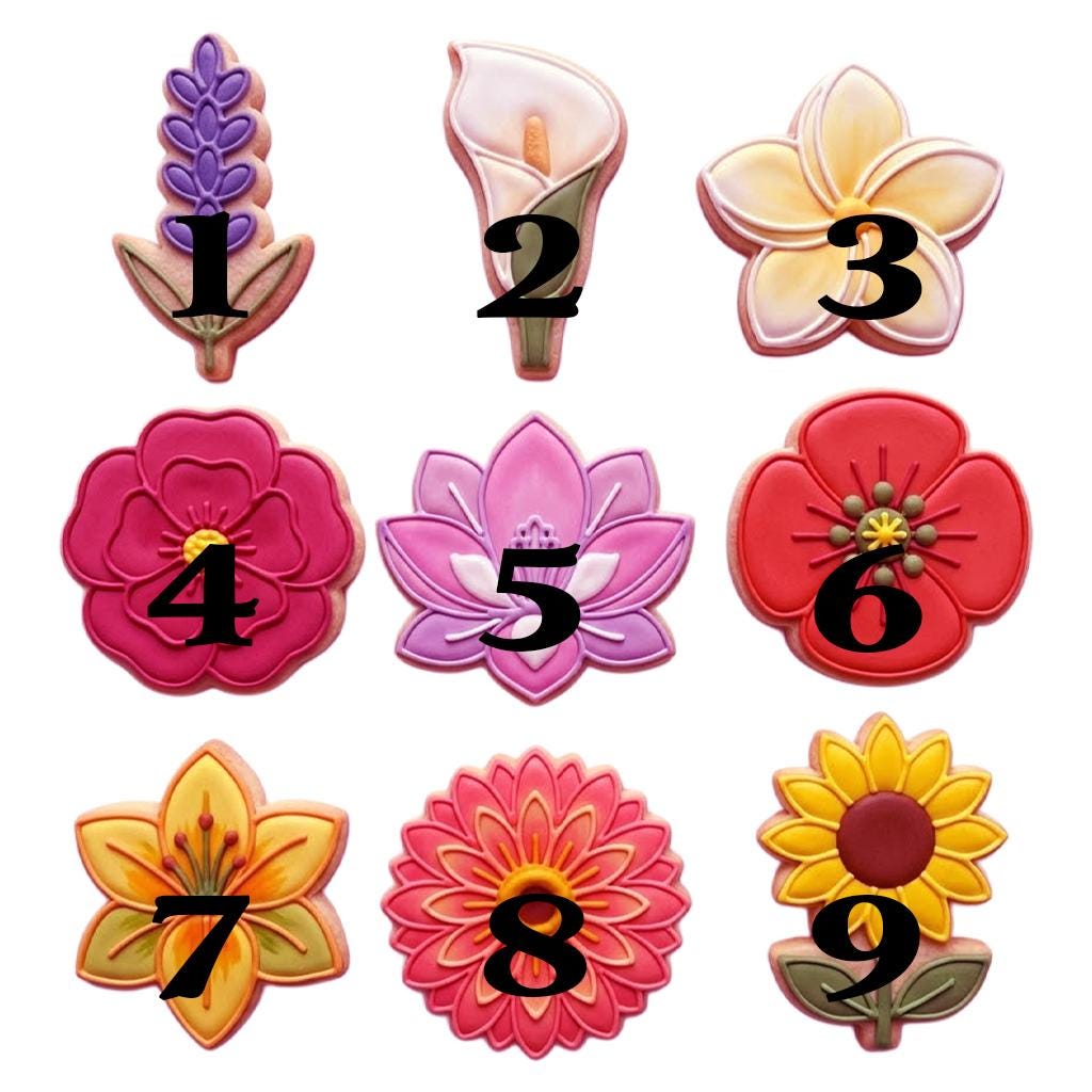 Floral Set Cookie Cutter Stamp, Rose Cutter, Baby Gift, Baby Shower Cutter, Custom Stamp, Birthday Baking, Happy Birthday, Floral Cutter