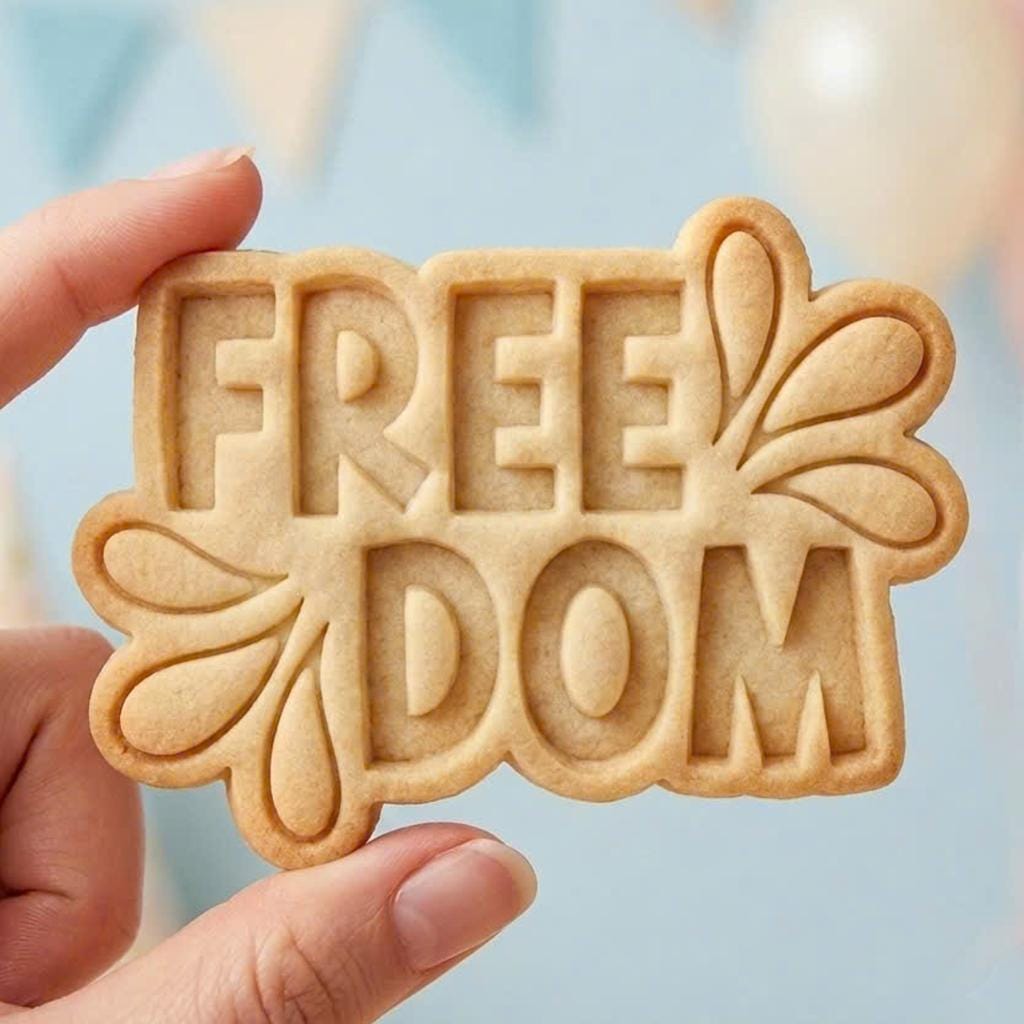 Freedom Cookie Cutter, Cute Independence Text Splash Stamp, Polymer Clay Cutter, Graduation Celebration Party Gift Mold, Plaque, DIY