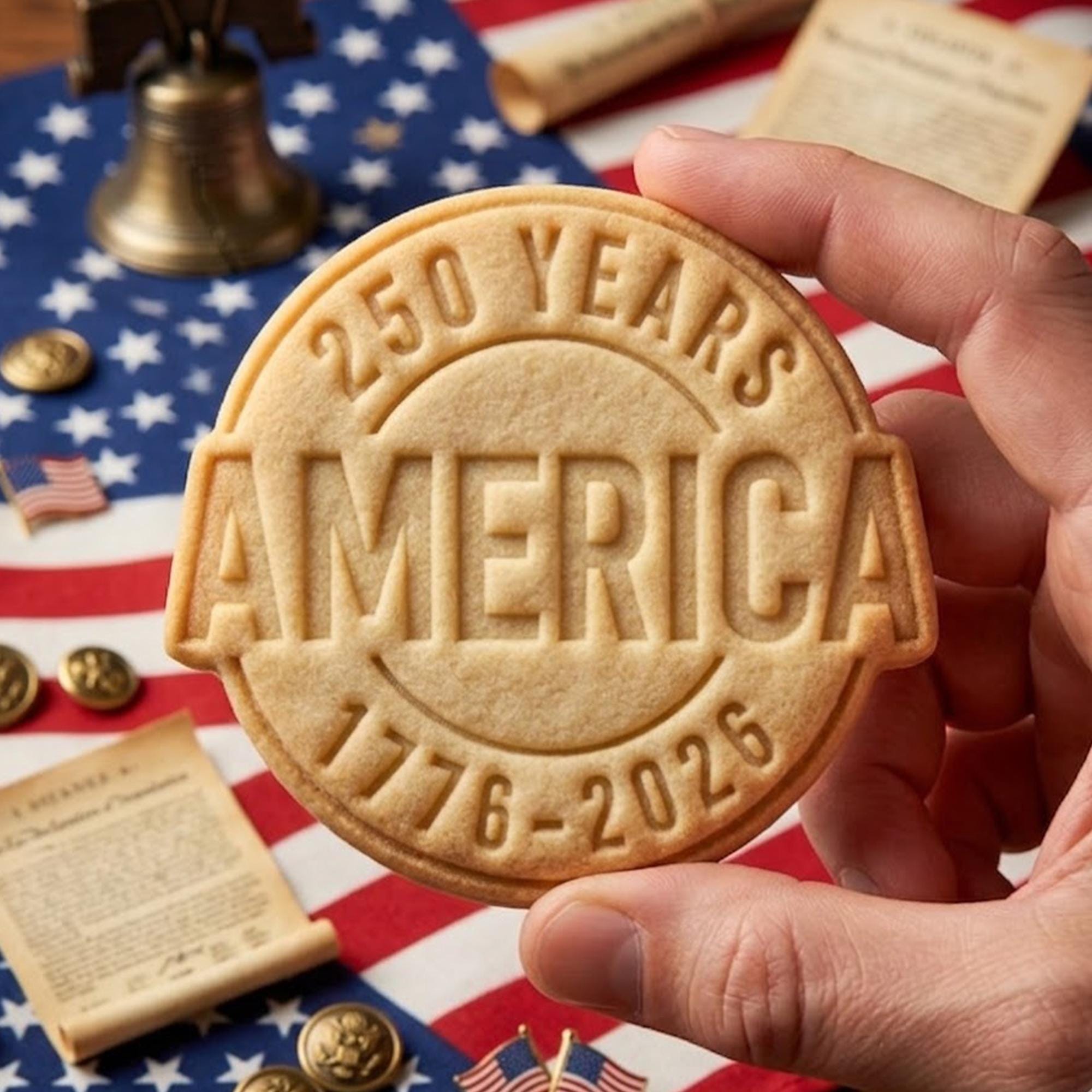 America 1776 2026 250 Years Cookie Cutter Stamp, 250th Anniversary, Independence Day, Patriotic Baking, 250 Years Freedom, America Cookie