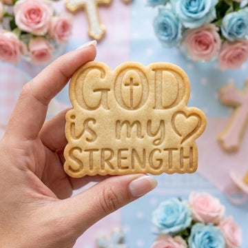 God Is My Strength Cookie Cutter Stamp, Baby Gift, Baby Shower, Custom Cookie, Birthday Baking, God Cutter, Cross Cookie, Happy Birthday