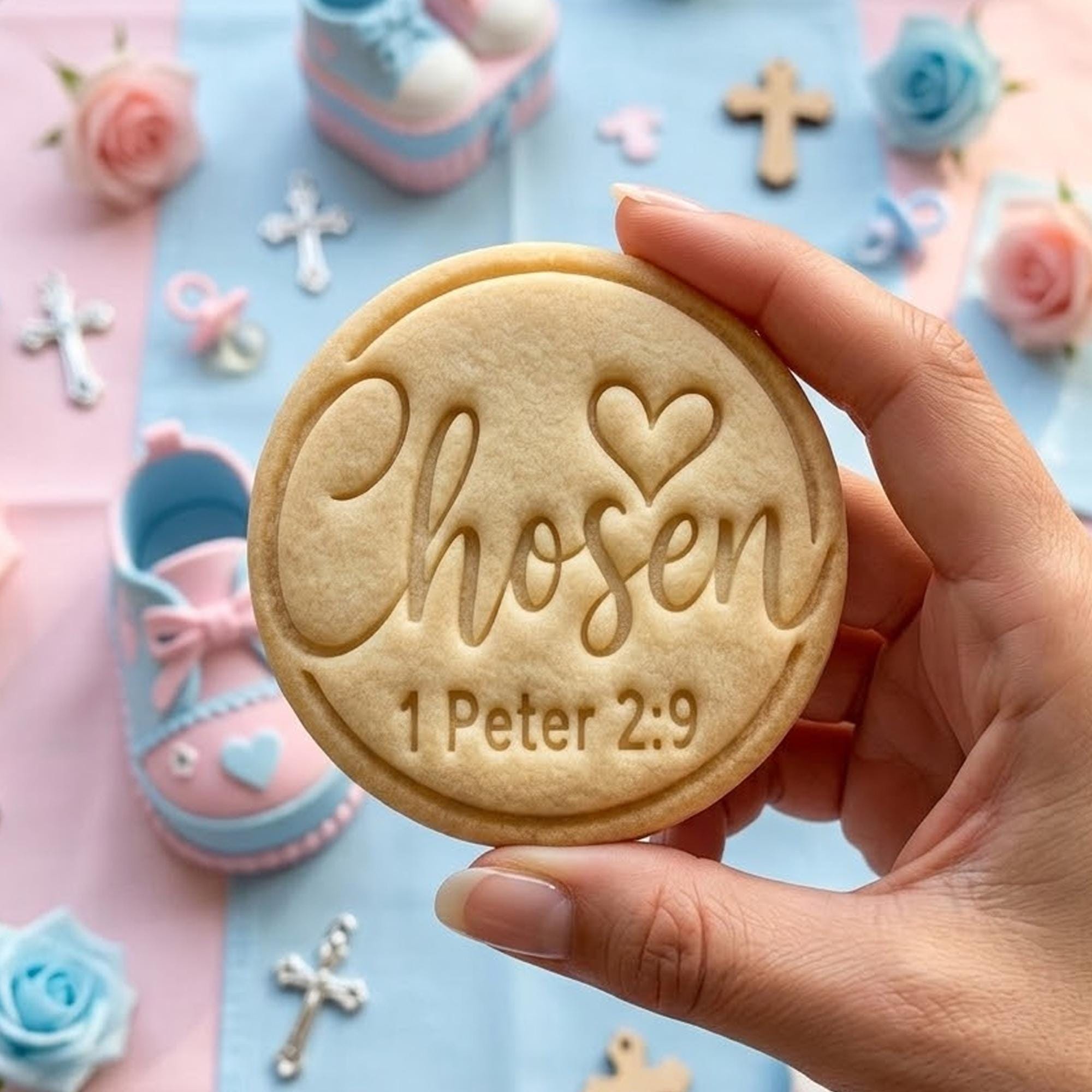 Chosen 1 Peter 2 9 Cookie Cutter Stamp, Custom Cookie, Birthday Baking, God Cutter, Cross Cookie, Happy Birthday, Baby Gift, Baby Shower