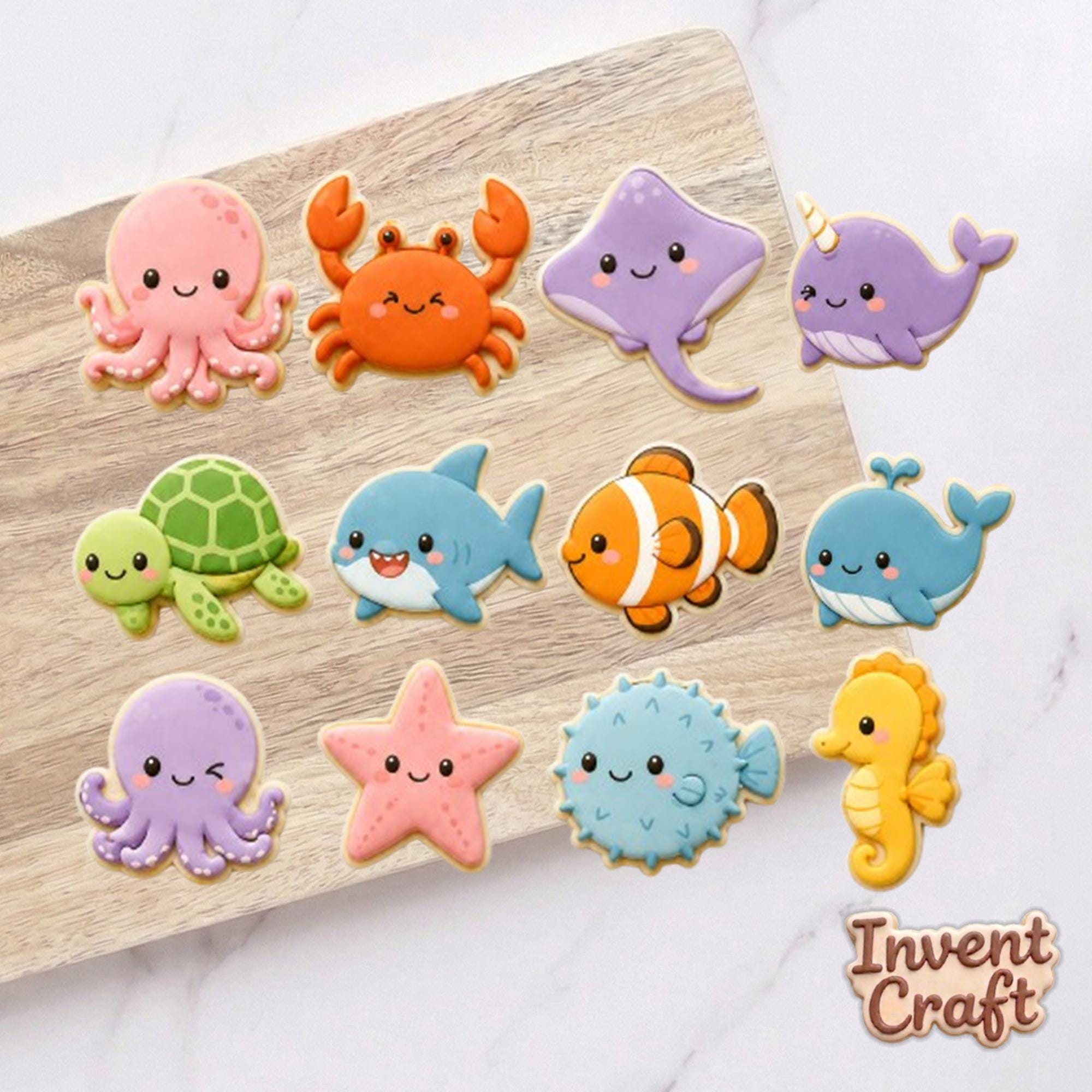 Cute Marine Animals Cookie Cutter Set, Animal Cutter, Fish Cutter, Baby Shower Cookie, Birthday Gift, Beach Baking, Sea Animal Cutter