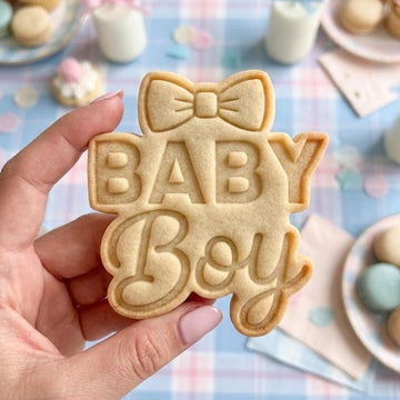 Baby Boy With Bow Cookie Cutter Stamp, Custom Cookie, Baby Gift, Baby Shower, Baby Boy Cutter, Cute Baby Bow Cutter, Birthday Baking
