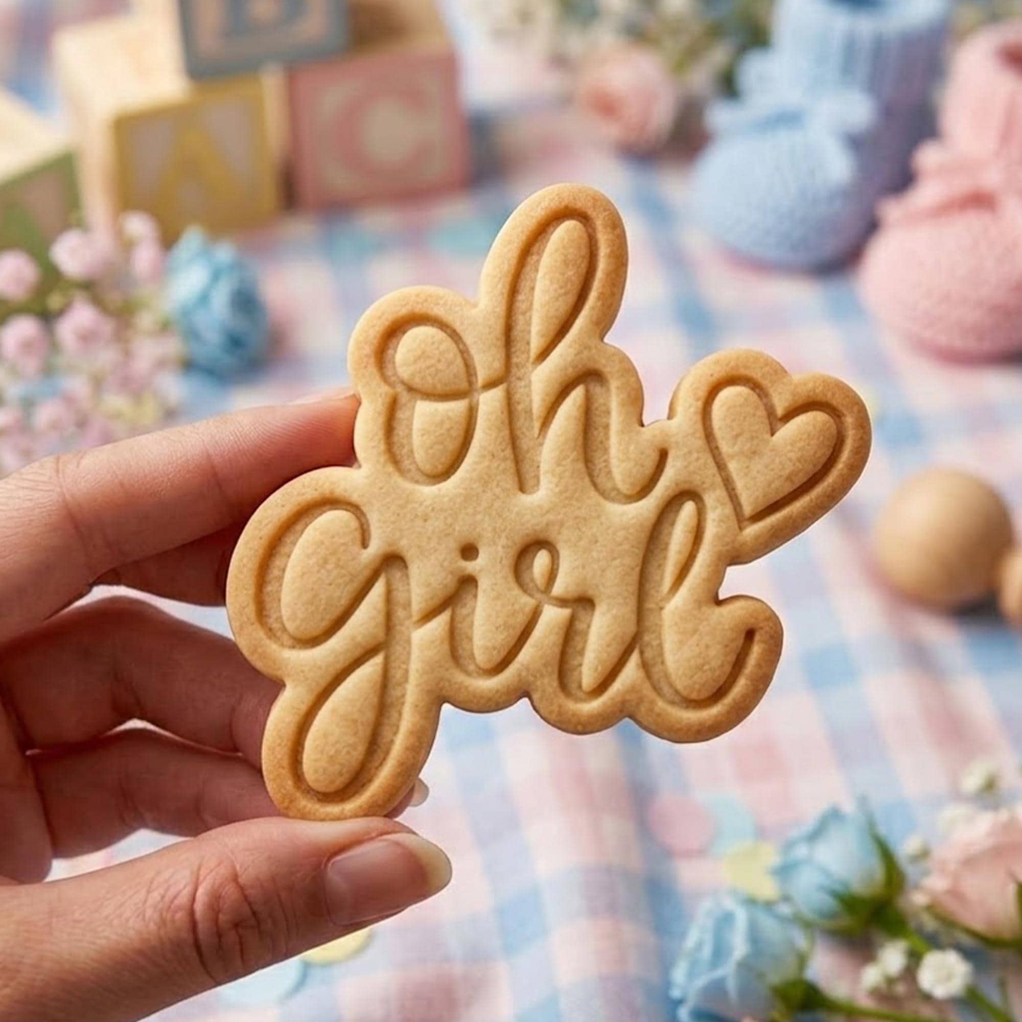 Oh Girl With Feet Baby Cookie Cutter Stamp, Custom Cookie, Baby Gift, Baby Shower, Baby Cutter, Baby Girl Cutter, Birthday Girl Baking
