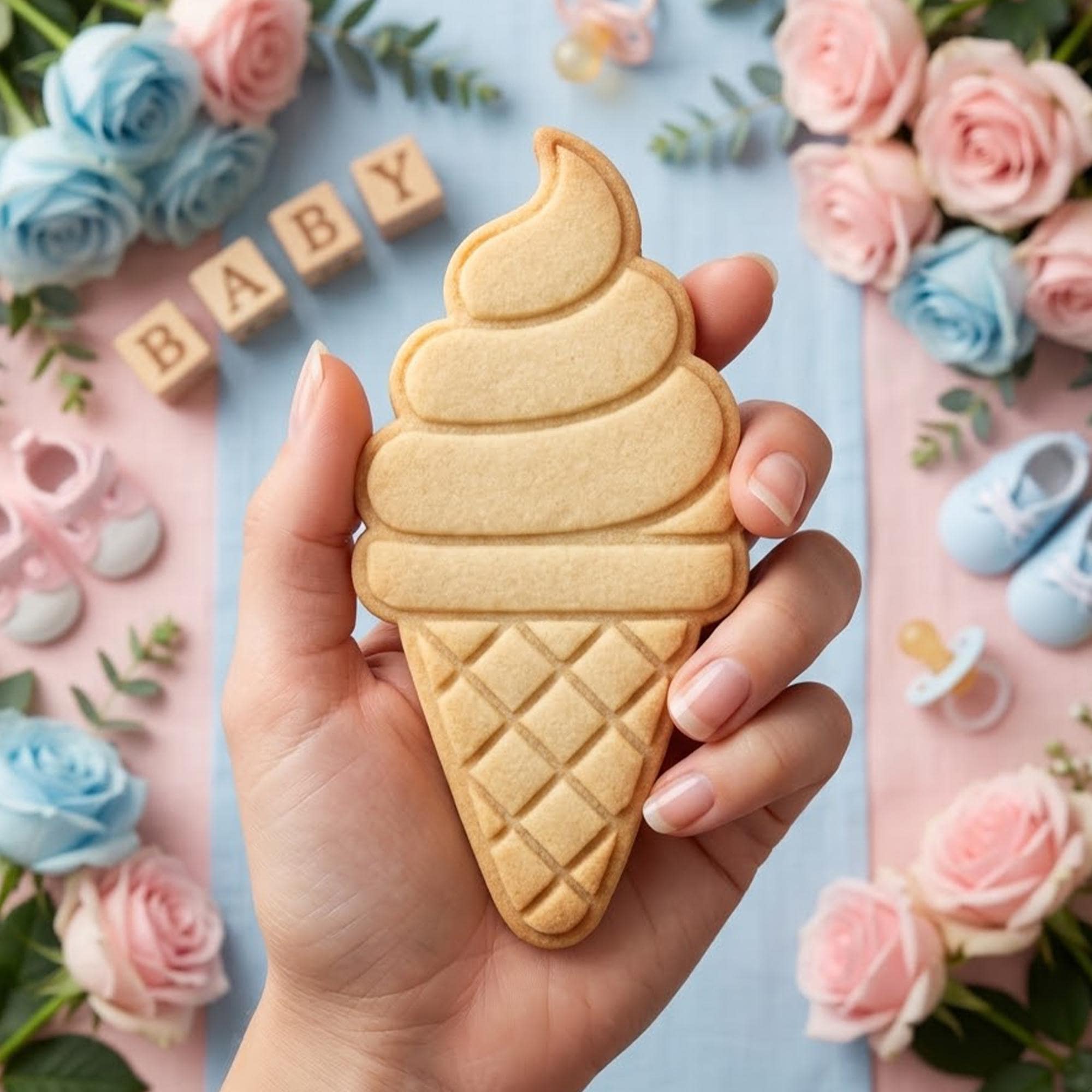Ice Cream Cone Cookie Cutter Stamp, Baby Gift, Baby Cutter, Cute Baby Cutter, Birthday Baking, Summer Baking, Summer Baby Cookie