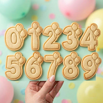 Birthday Numbers Cookie Cutter Set, Cute 0-9 Balloons Digit Stamp, Polymer Clay Cutter, Kids Milestone Anniversary Party Mold, Number Plaque