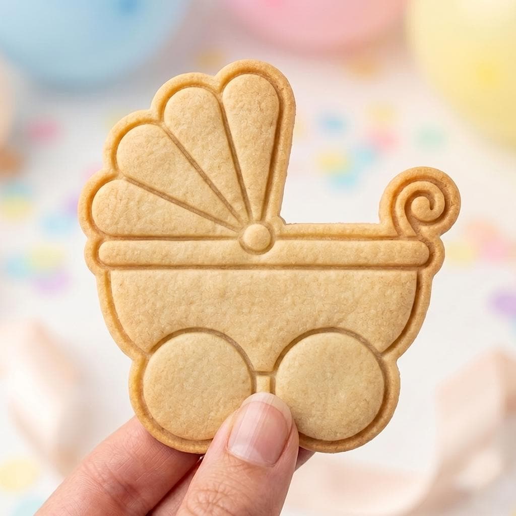 Baby Stroller Cookie Cutter, Cute Vintage Pram Carriage Stamp, Polymer Clay Cutter, Newborn Baby Shower Gender Reveal Party Mold, Plaque
